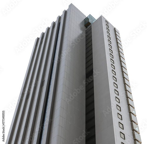 Bottom up view gray office building