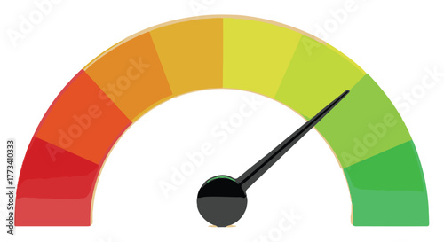 A colorful gauge indicating a measurement, isolated on transparent background