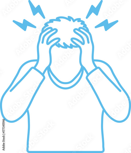 두 손으로 머리를 감싸며 스트레스로 괴로워하는 남자의 모습