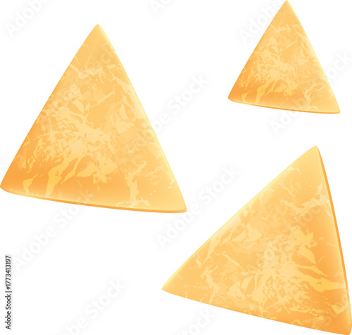 Golden Cheese Triangles Isolated on White