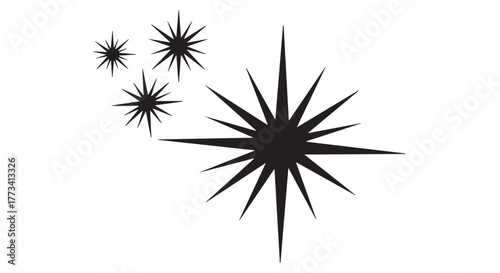 A cluster of black starbursts on a transparent background