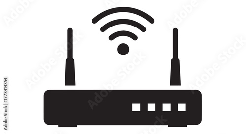 Wireless router icon with wifi signal isolated on transparent background