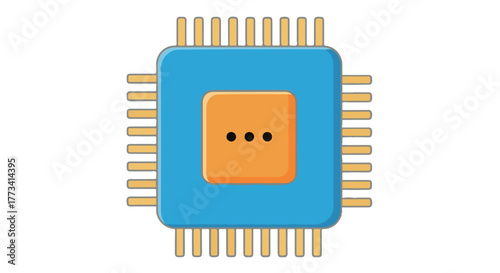 Computer processor chip icon isolated on transparent background