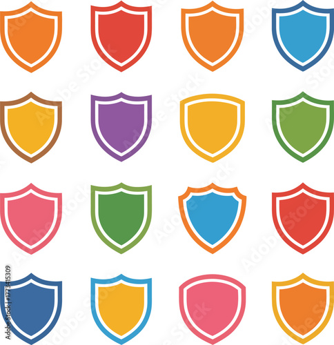 Free Download Diverse collection of colorful shield emblems in various styles - GFXLoad