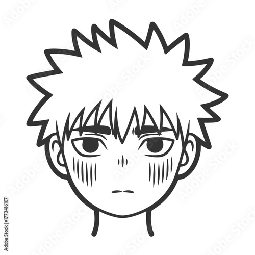 anime boy face with hair and eyes