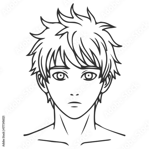 anime boy face with hair and eyes