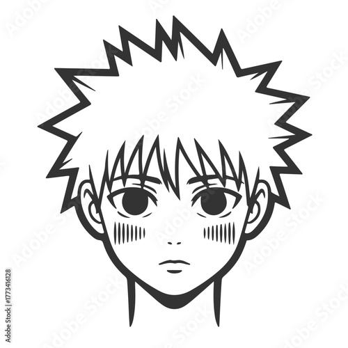 anime boy face with hair and eyes
