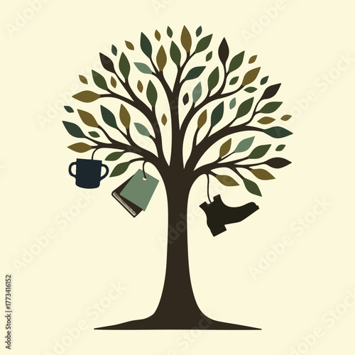 Buy Nothing Day vector set with people sharing, swap market, zero shopping badge, repair café, declutter infographic, and sustainable lifestyle art