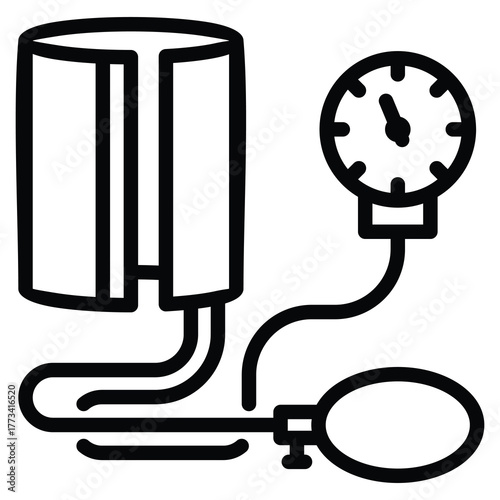Sphygmomanometer (Blood Pressure Monitor) Icon Line Vector Illustration