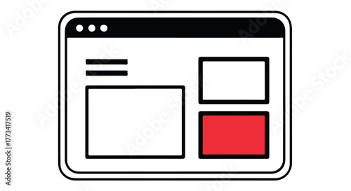 Web page layout design with content blocks isolated on transparent background