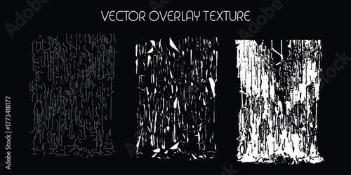 modern different types of overlay texture(paint, old, dust, cracks and other). monochrome vector collection for grunge, vintage effects.
