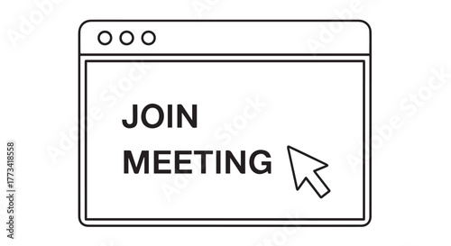 Computer screen displaying join meeting text with a cursor icon isolated on transparent background
