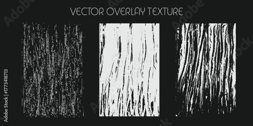 modern different types of overlay texture(paint, old, dust, cracks and other). monochrome vector collection for grunge, vintage effects.