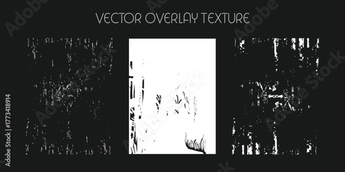 modern different types of overlay texture(paint, old, dust, cracks and other). monochrome vector collection for grunge, vintage effects.