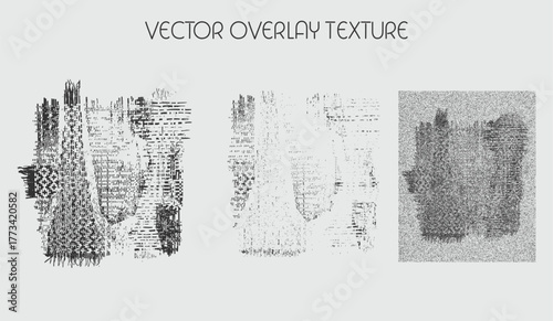 modern different types of overlay texture(paint, old, dust, cracks and other). monochrome vector collection for grunge, vintage effects.