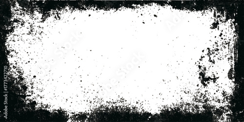 Abstract old grunge frame wall texture background .black cement surface and dirty cracked design .stucco vector ink border splatter illustration and stain silhouette concept .