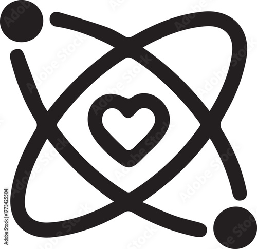 Atom Structure with Heart Icon - Core Value, Science, Love, and Passion