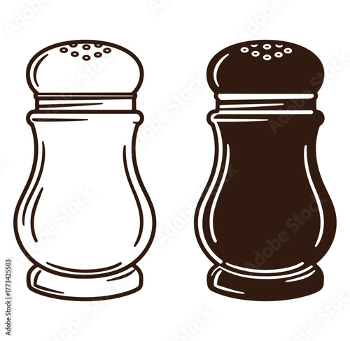 Two stylish salt shakers with contrasting colors vector illustration for culinary and food concepts