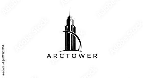 Modern skyscraper logo with transparent background