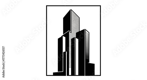 Modern city skyline with transparent background