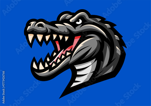 Wallpaper Mural Aggressive Black Crocodile Head Mascot Logo Design for Esport Gaming and Sports Team Identity Torontodigital.ca