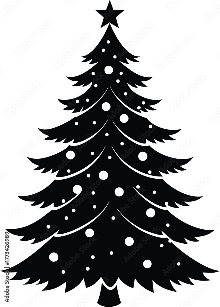 Obraz premium beautiful snowy christmas tree illustration on wh.eps