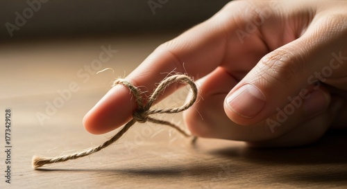 Wallpaper Mural Piece of String Tied Around Finger Symbolizing Memory, Mindfulness, and Small Acts of Human Intention Torontodigital.ca