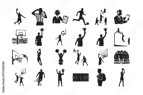 24 “Basketball Action Silhouette Vector Bundle.