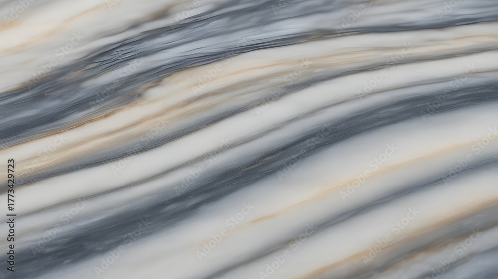 Fototapeta premium Abstract marble texture featuring flowing white, gray, and beige waves, creating a smooth, elegant pattern reminiscent of natural stone formations, perfect for backgrounds