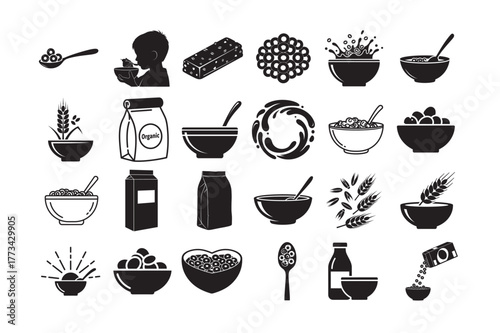24 Cereal Silhouette Vector Set