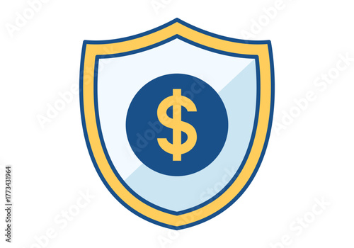 Shield Flat Colored Icon for Cybersecurity and Financial Protection