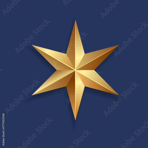 Golden six-pointed star icon for awards, achievements, and recognition on a dark blue background