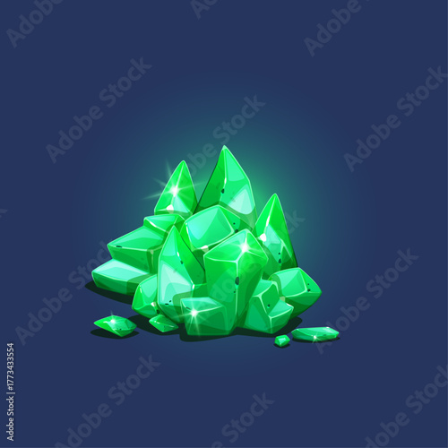 Sparkling Emerald Gemstones Stacked Together Glowing With Light - A Treasure Trove Of Green Crystals