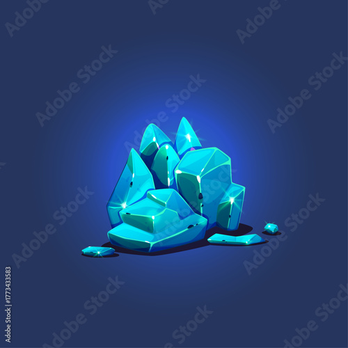 Radiant Blue Crystals Glowing With Magical Energy - A Visual Treasure