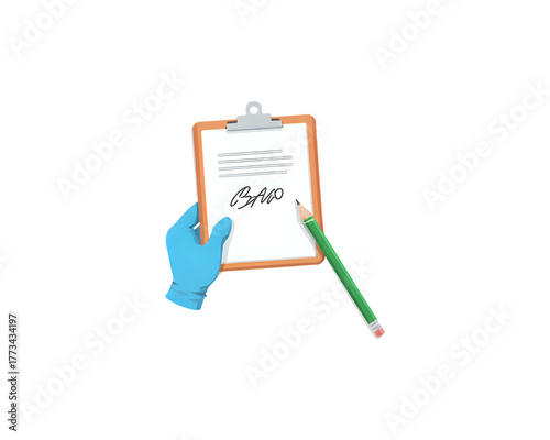 Hand holding clipboard with 'BAD' written, concept of bad report