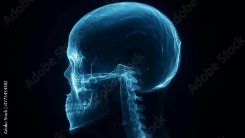 X-ray of Human Skull Turning Around — Video of Medical Radiography of Head Bones