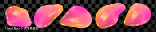 Smooth iridescent 3D blob in Y2K holographic style. Abstract y2k reflections define a luminous 3D holographic blob.