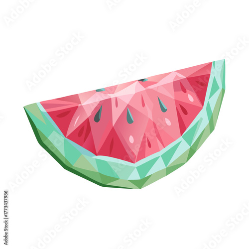 Polygonal watermelon slice, summer fruit