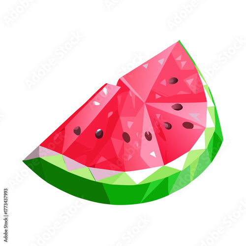 Polygonal watermelon slice, summer fruit