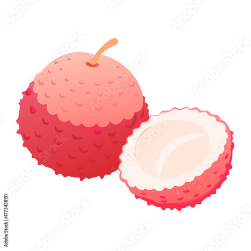 Fresh lychee fruit cut in half