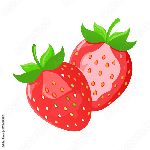 Two fresh strawberries, vector illustration