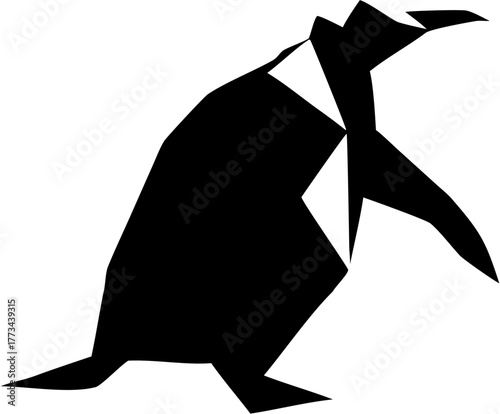 Stylish penguin graphic, striking modern design for branding and creative projects, geometric animal art for a clean, minimalist aesthetic, black and white elegance