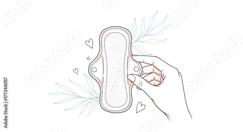 A hand gently holding a reusable cloth sanitary pad, highlighting a sustainable and eco-conscious choice for feminine care.