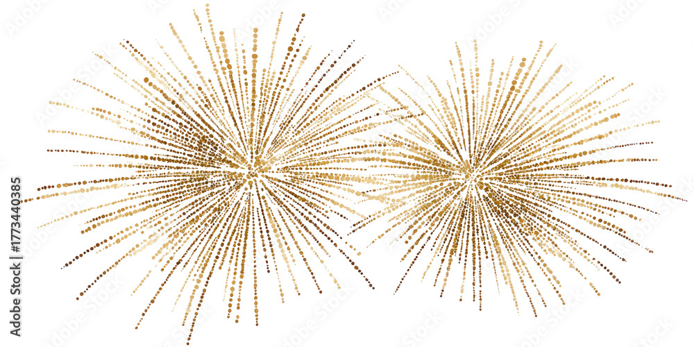 Obraz premium Two golden starbursts against a dark background