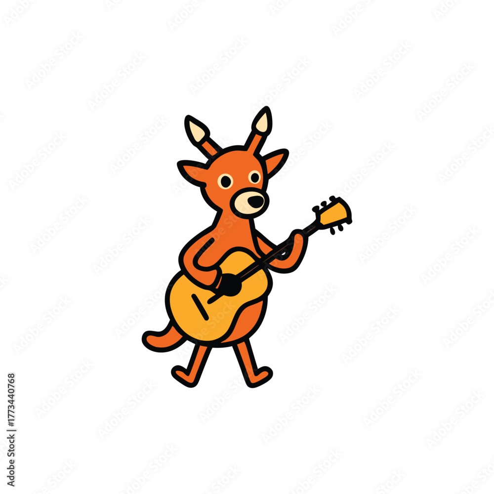 Obraz premium Deer Playing Guitar Animal Music Art Design