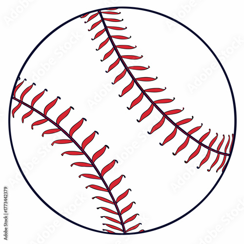 Simple illustration of a baseball with red stitching