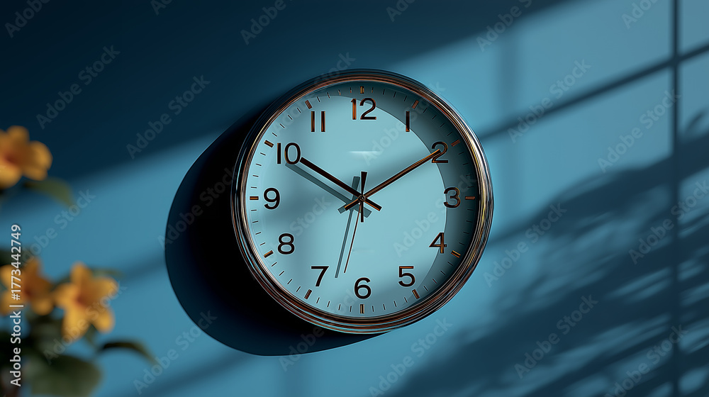 custom made wallpaper toronto digitalVery minimalistic clock or time piece on dark wall mock up ai generated background