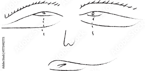 Hand Drawn Crying Face Sketch