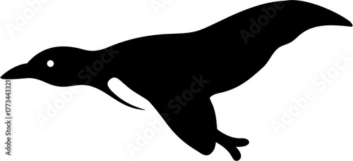 Stylish penguin silhouette for creative designs, ideal for branding, logos, and nature-themed projects, adding a touch of arctic charm and playful sophistication