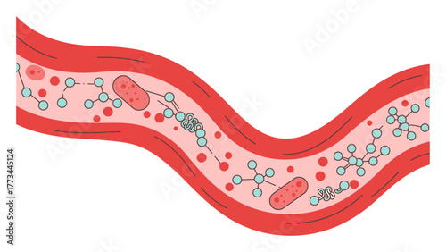 Minimalist Vector Nanobots in Bloodstream - Medical Science Technology Illustration